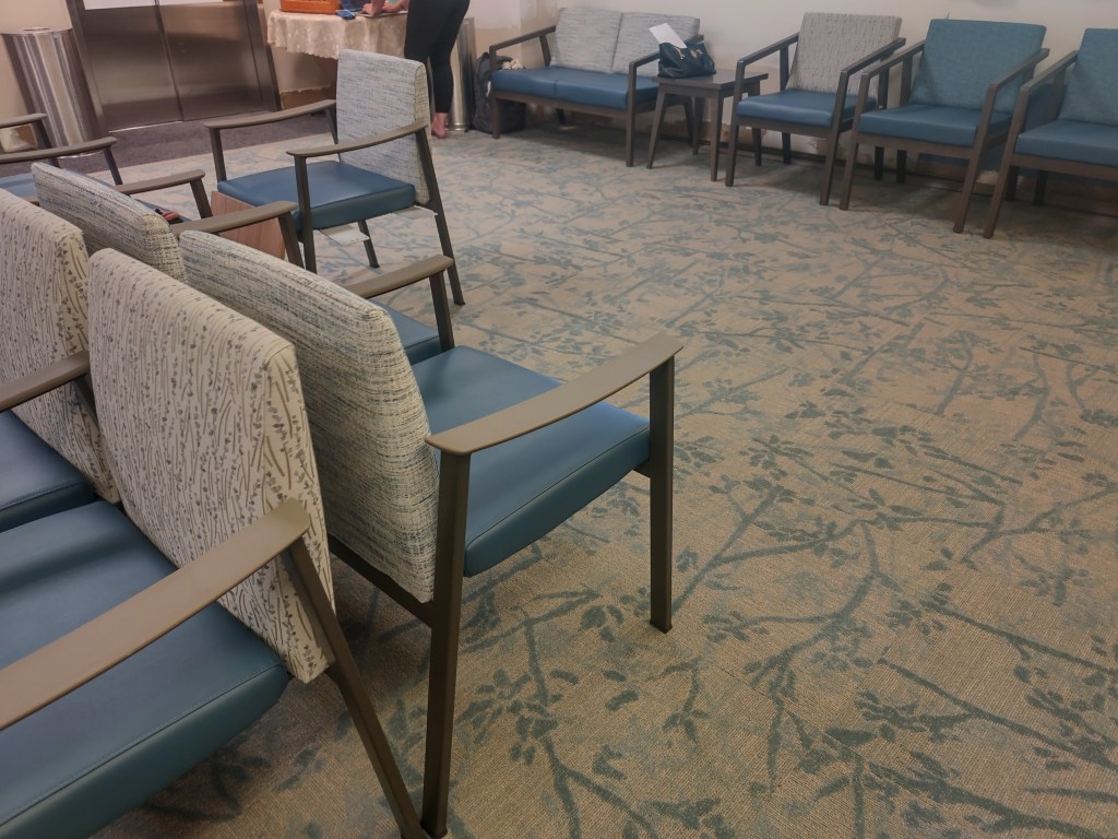 Progress shots during stall. Still more work to complete. Next custom bookcases and carts to match pale oak color via carpenter. Little details make a space more comfortable.